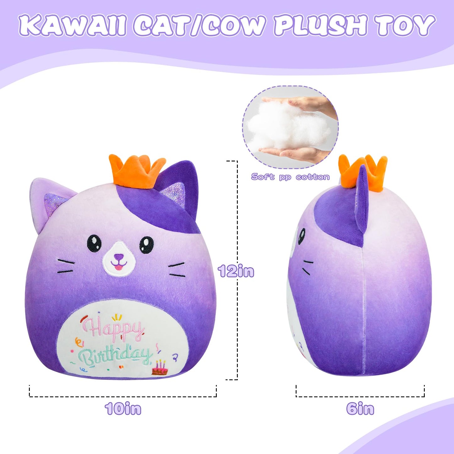 AWNOGKUE Cat Stuffed Animal Cat Plush Toys 12 Inch Soft Plushies Pillow Cute Gradient Purple Plushies Room Decoration Birthday Gifts for Kids…