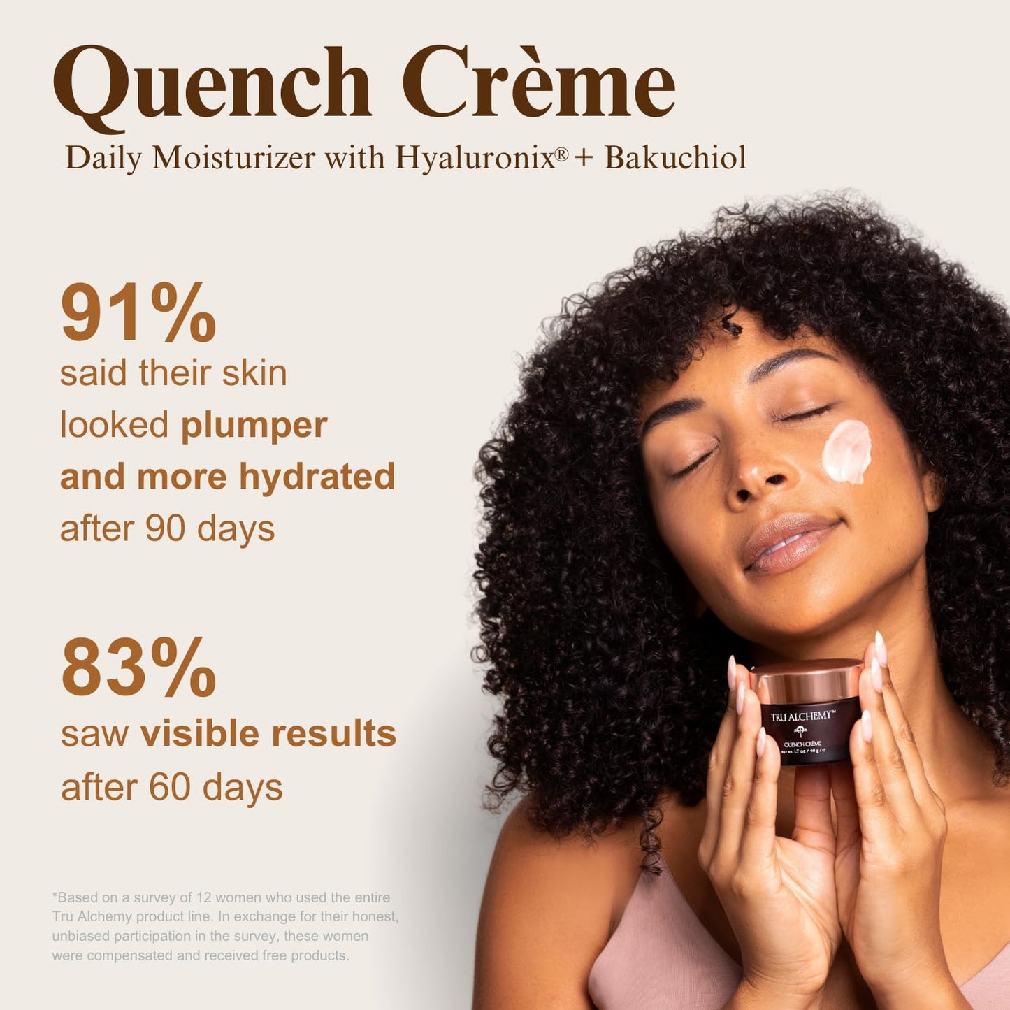 Tru Alchemy Quench Crème Daily Facial Moisturizer | Hyaluronic Acid, Vitamin C, & Bakuchiol (better than Retinol) | Daily Firming Skin Moisturizer