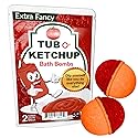 Tub O Ketchup Bath Bombs - Funny Ketchup Colored Bath Balls for Men - XL Black Cherry Bath Fizzers, Handcrafted, Made in America, 2 Count