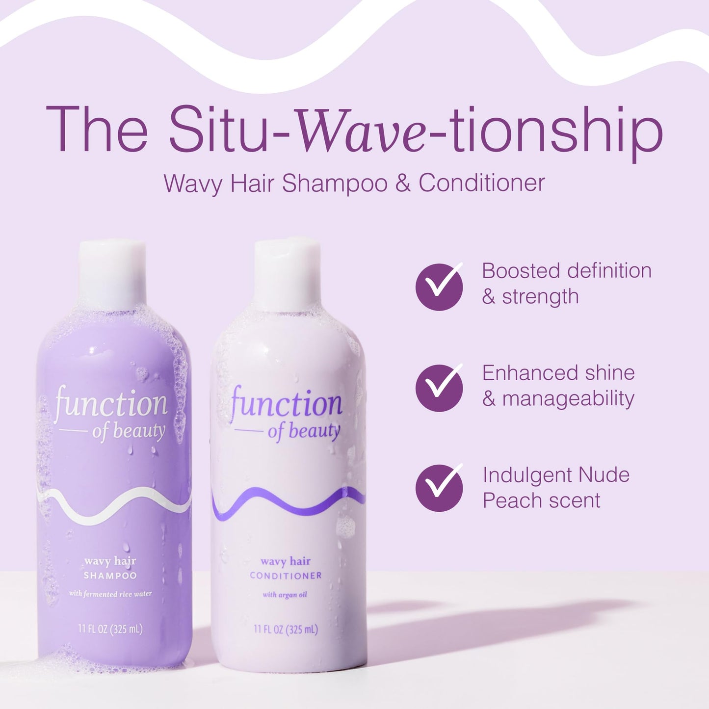 Function of Beauty Wavy Hair Shampoo & Conditioner Set - Sulfate-Free Shampoo & Conditioner Duo for Natural Wavy Texture - Lightweight, Anti-Frizz