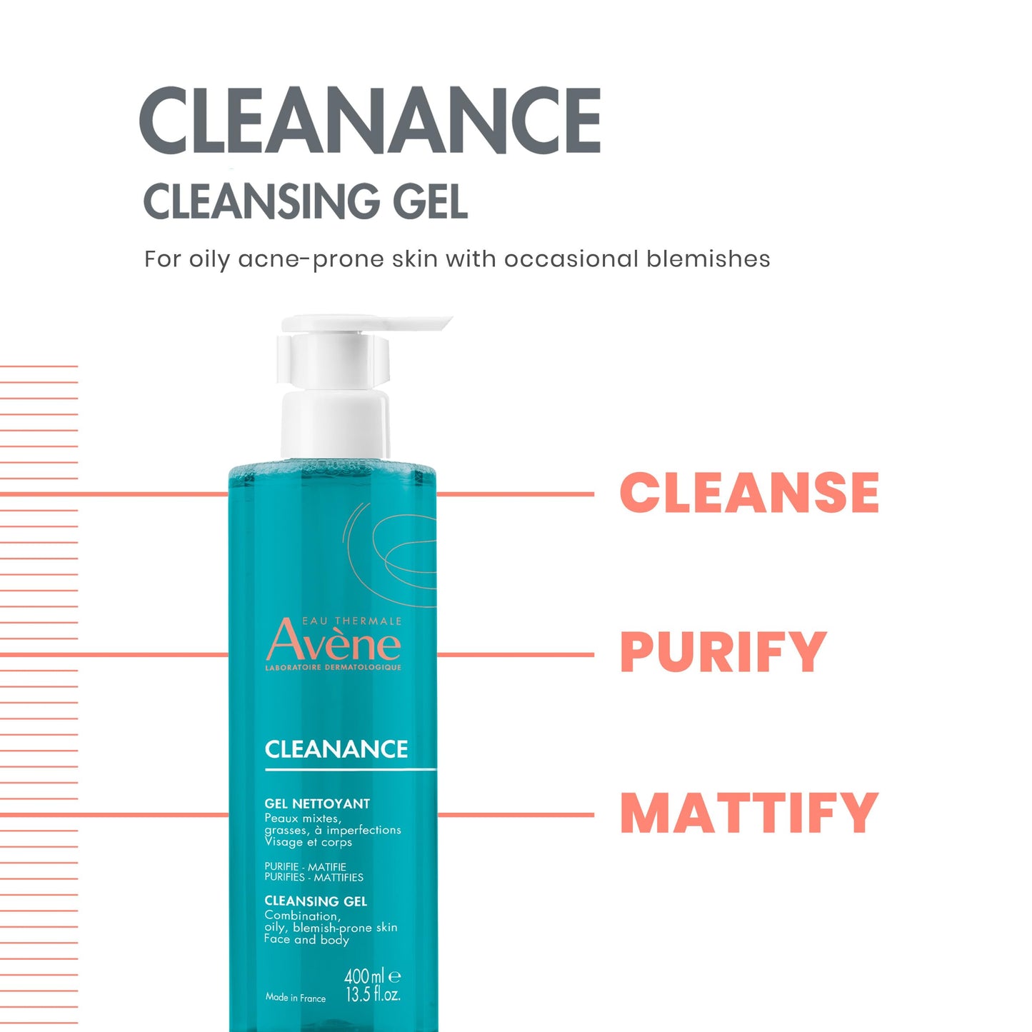 brand Avène Cleanance Cleansing Gel Soap Free Cleanser for Face & Body Beauty and Personal Care Eau Thermale Avène