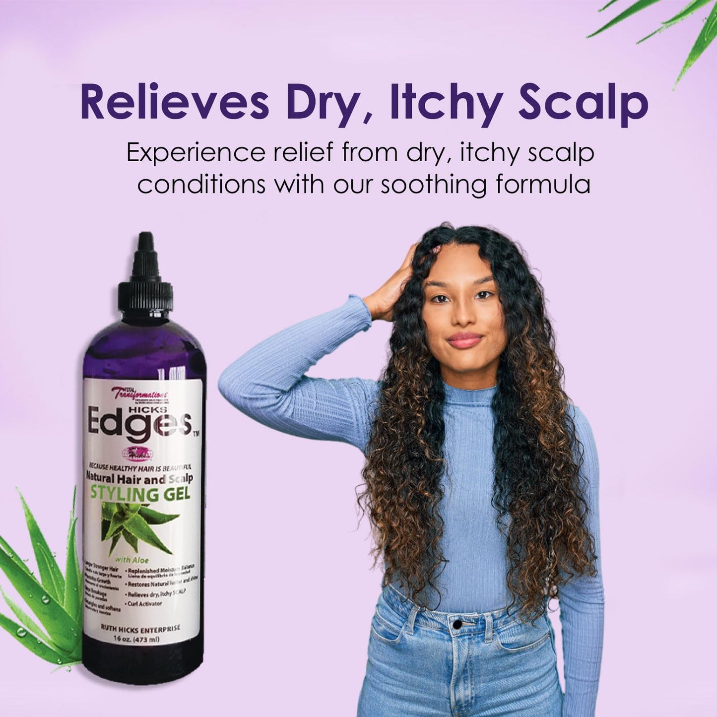 Hicks Edges Curl Activator, Definer Twist, Dry and Release Styling Gel with Aloe, Nourishing Scalp-Soothing Formula for Vibrant Healthy Hair (16 oz)