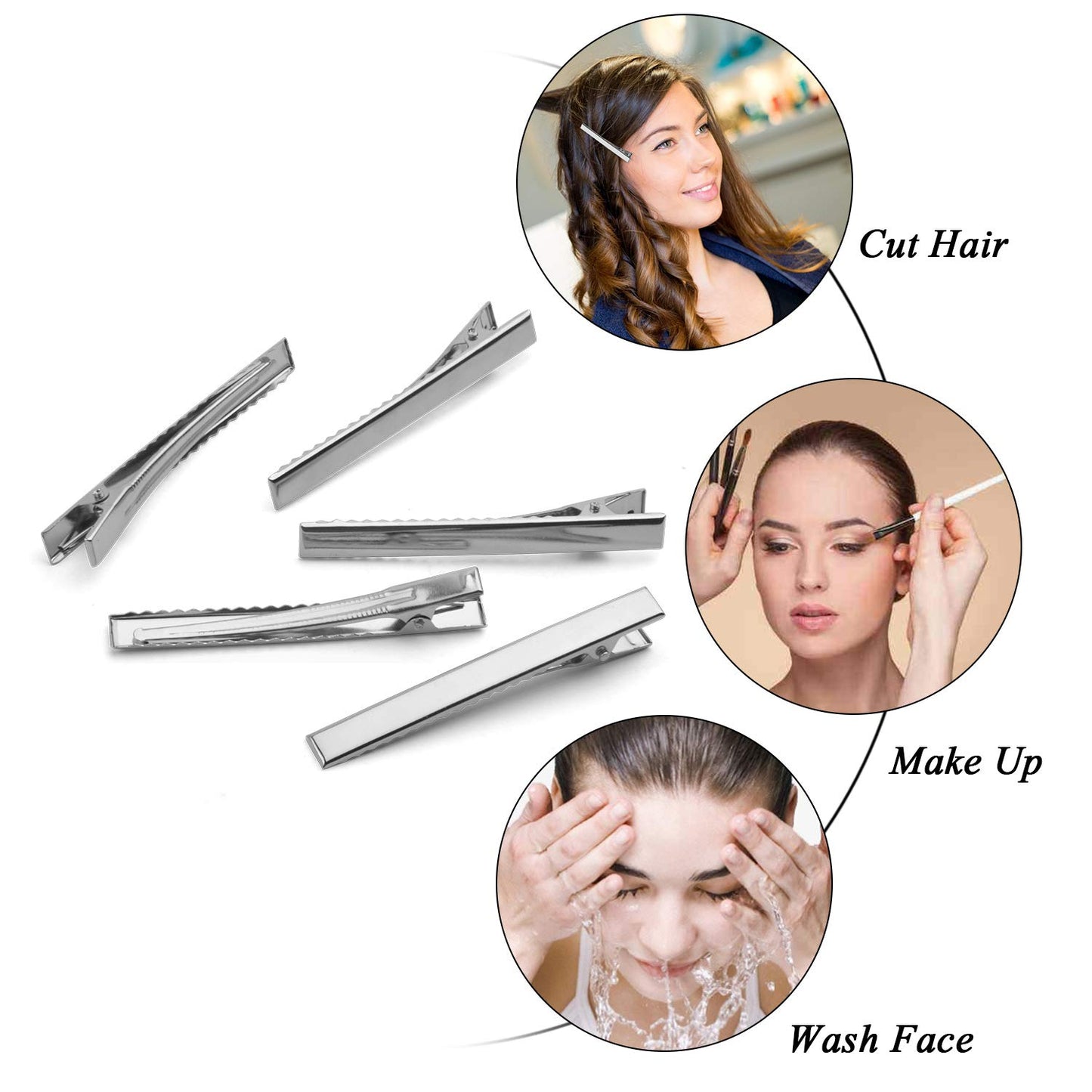 DIY Hair Clips, 50pcs 7.5cm / 3" Metal Alligator Hair Clips Duckbill Hair Clips Flat Top with Teeth DIY Accessories Hairpins for Hairbow Accessory