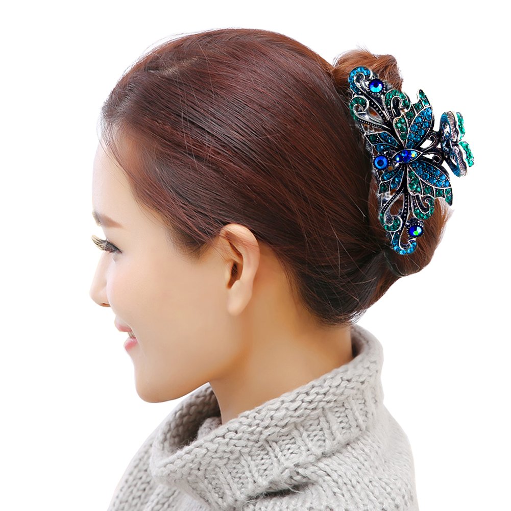 Fashion & Lifestyle Large Metal Alloy Hair Claw Jaw Clip for Women and Girls - Pretty Strong Clamp Non-Slip Barrette Hair Updo Grip Bath Accessories