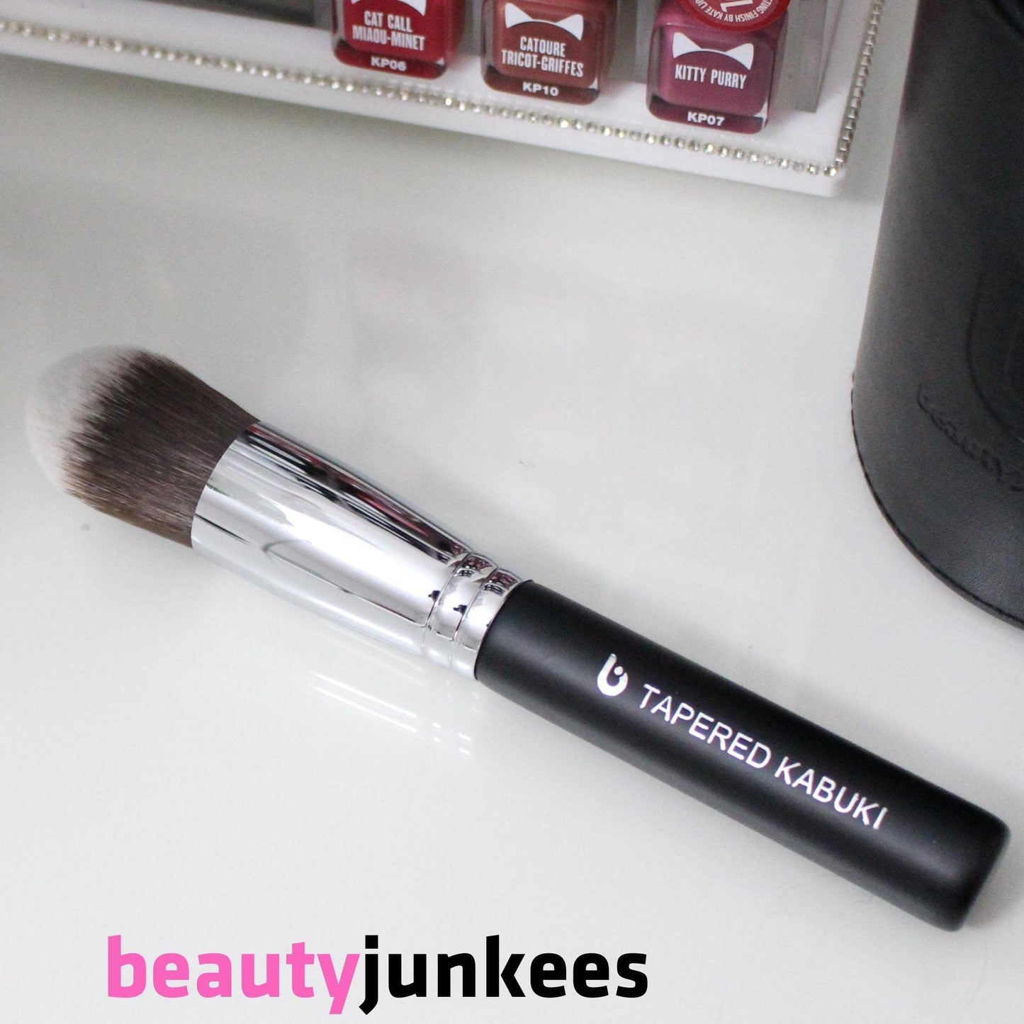 Under Eye Concealer Brush - Beauty Junkees Tapered Kabuki Brush with Soft Synthetic Bristles for Concealing, Blending, Setting, Buffing with Powder