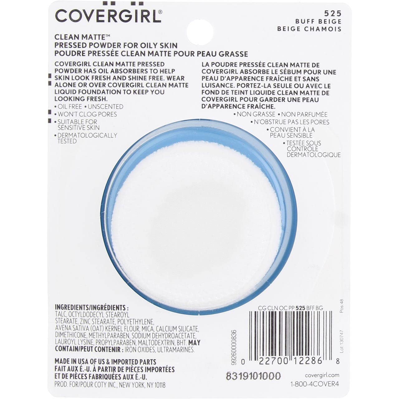 CoverGirl Clean Oil Control Pressed Powder, Buff Beige (525)