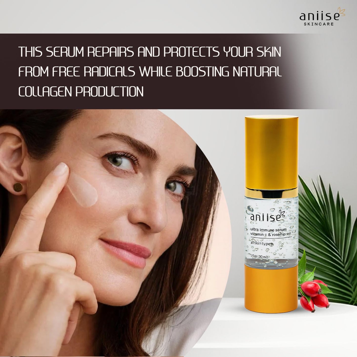 Ultra-Immune Vitamin C Serum - Anti-Aging Skincare for Face & Neck - Multi-Vitamin Complex with CoQ10, Argan Oil & Rosemary - Brightening, Firming Beauty & Personal Care Aniise