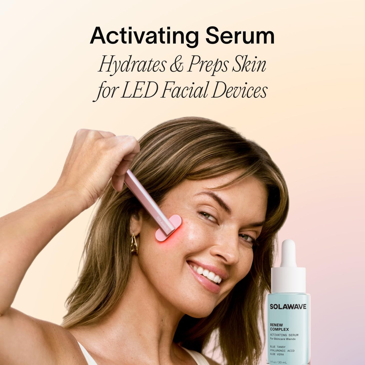 Solawave Renew Complex Red Light Therapy Activation Serum for Face & Neck | Pairs with LED Facial Wand Device | Hydrates & Plumps the Skin | Blue