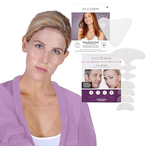 Silc Skin Decollette And Full Facial Set Silicone Pads, Reusable Medical Grade Silicone Face Patches And Chest Pad For Wrinkles, Holiday Beauty Gift