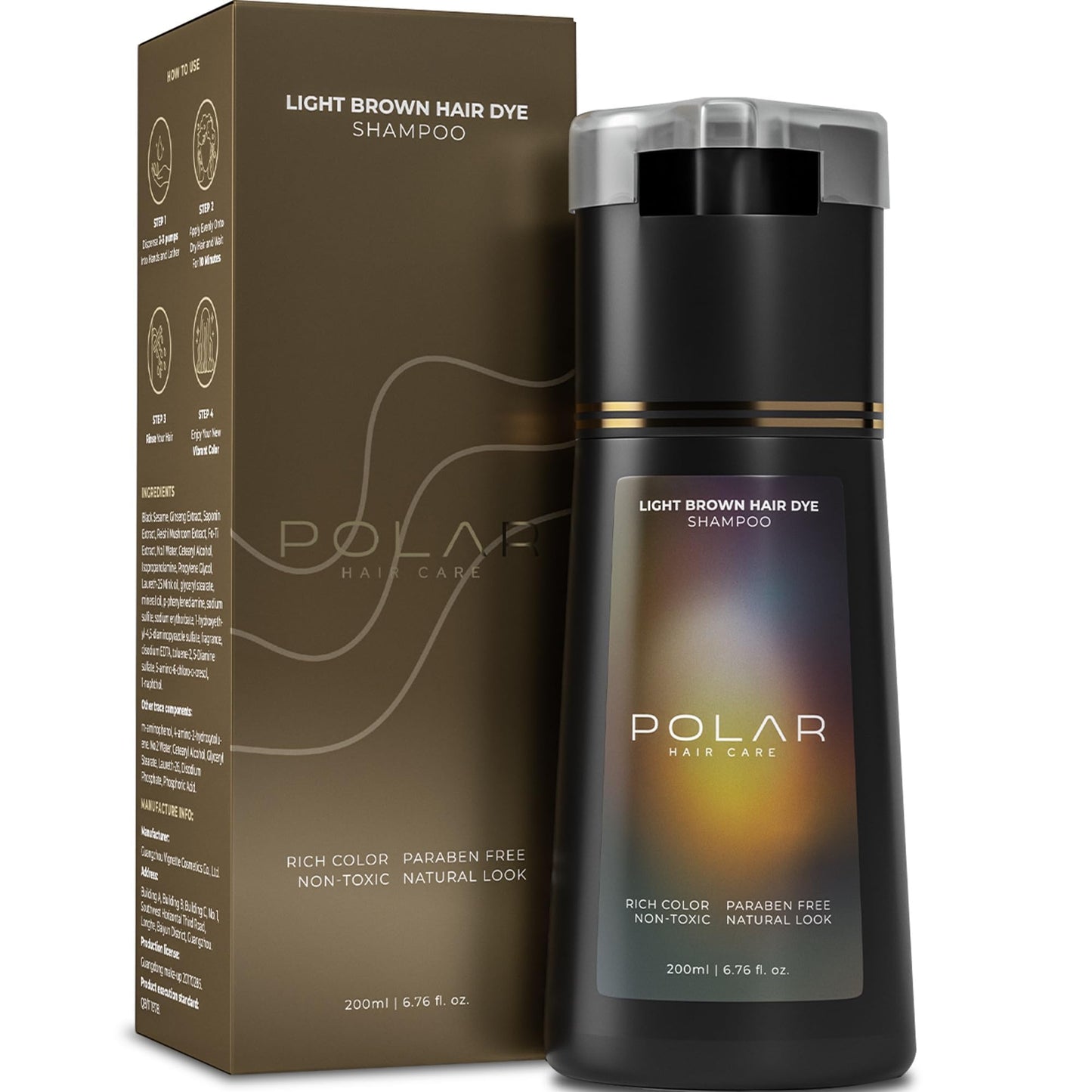 Polar Hair Dye Shampoo Light Brown Hair Dye Color Shampoo for Gray Coverage Beauty and Personal Care Polar Hair