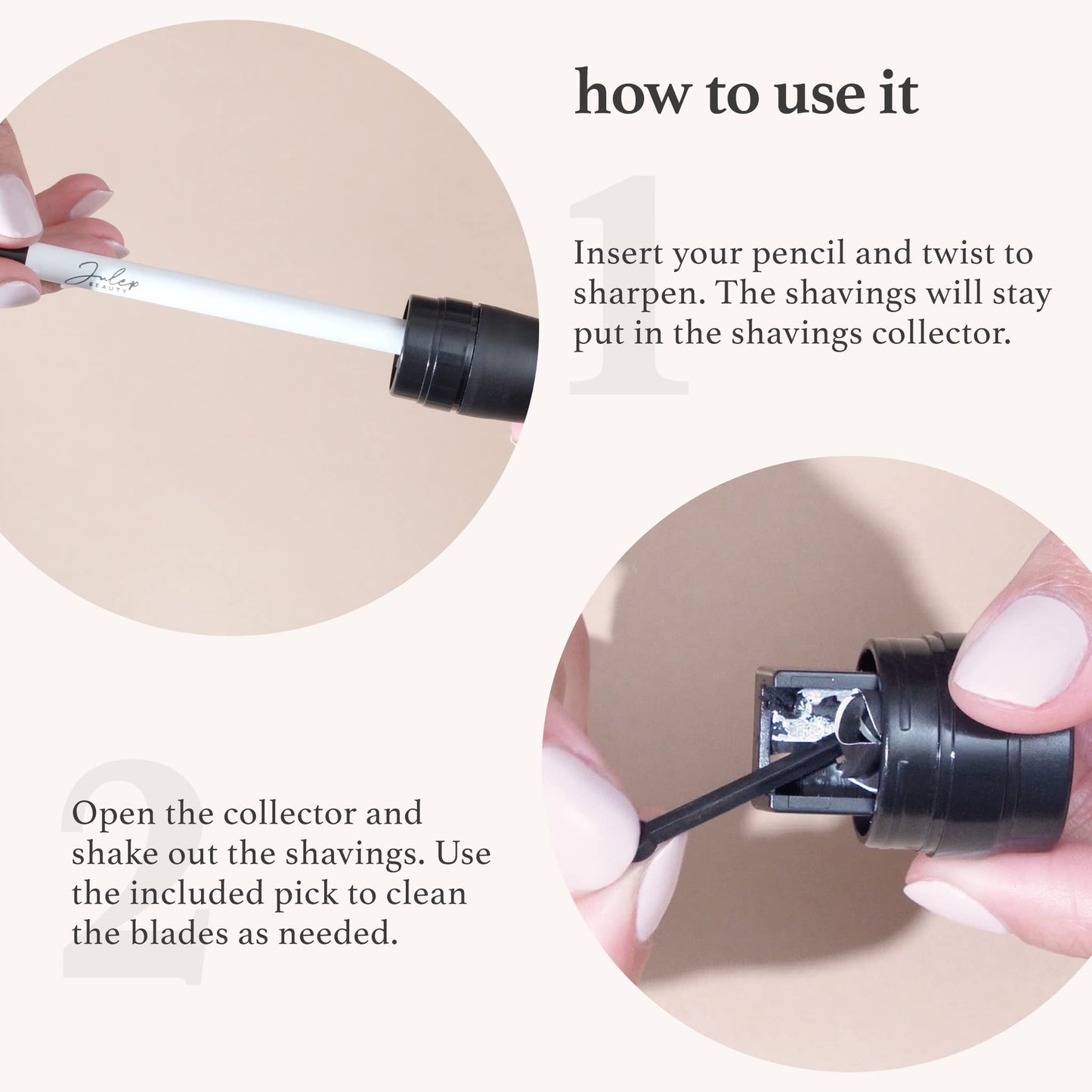 Julep Cosmetic Makeup Pencil Sharpener - Eyeliner, Lip Liner and Eyebrow Pencils - Compact Travel Friendly - Easy to Clean - Universal Sharpener