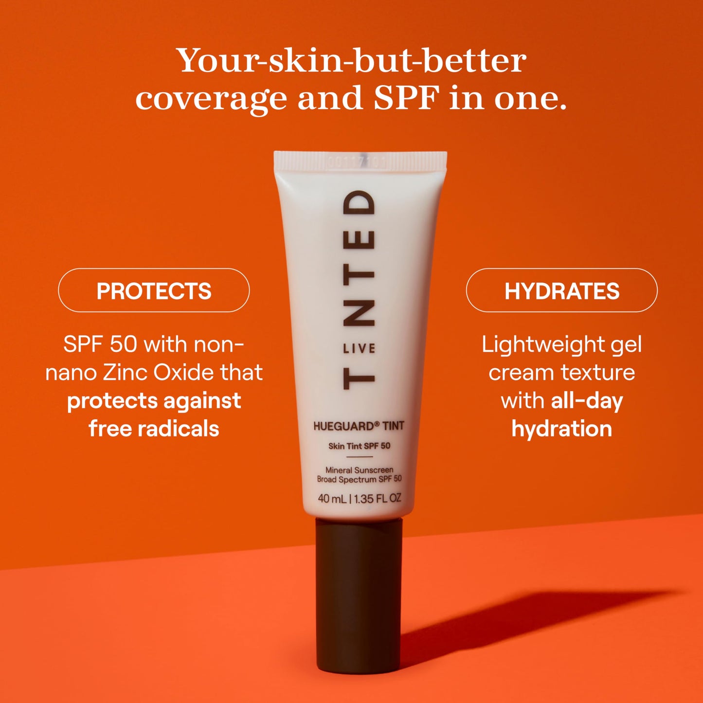 Live Tinted Hueguard Tinted Sunscreen SPF 50 - Mineral Sunscreen for Face, Skin Tint with Buildable Coverage, Dewy Glow Finish, Hydrating, Vegan