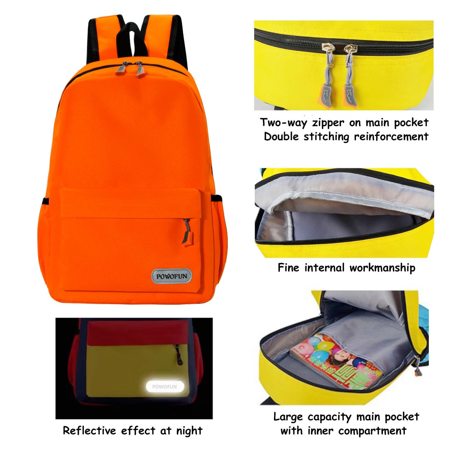 POWOFUN 15 inch Kids Backpack Lightweight Elementary School bag Kindergarten Bookbag Casual Travel Daypack