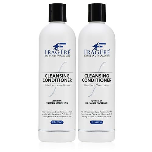 FRAGFRE Cleansing Conditioner for Fine Fragile and Treated Hairs 12 oz (2-Pack Gift Set) - Mild Conditioning Shampoo for Sensitive Skin - Sulfate Free