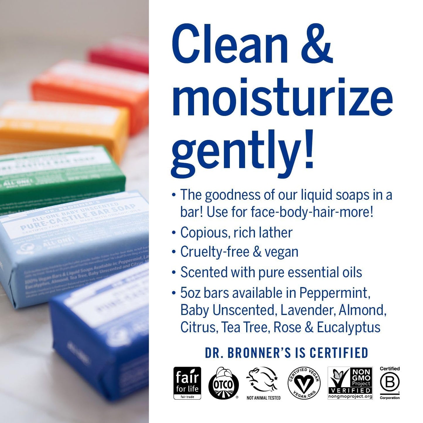 Dr. Bronner Organic Orange Citrus Scent Pure-Castile Bar Soap 5 oz. 1 pk
