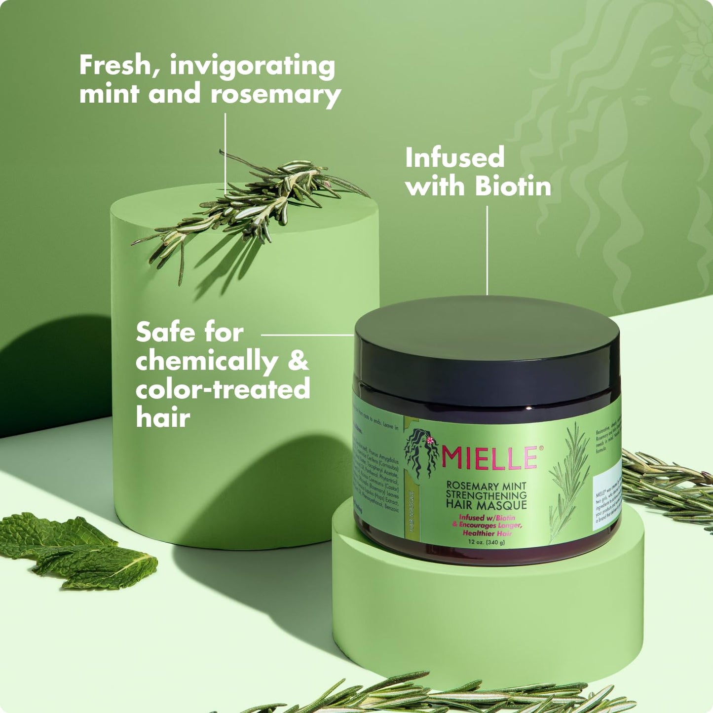 Mielle Organics Rosemary Mint Strengthening Hair Mask, Deep Conditioning Treatment Enriched with Biotin, Honey & Coconut Oil - Helps Encourage Longer Beauty and Personal Care Mielle Organics