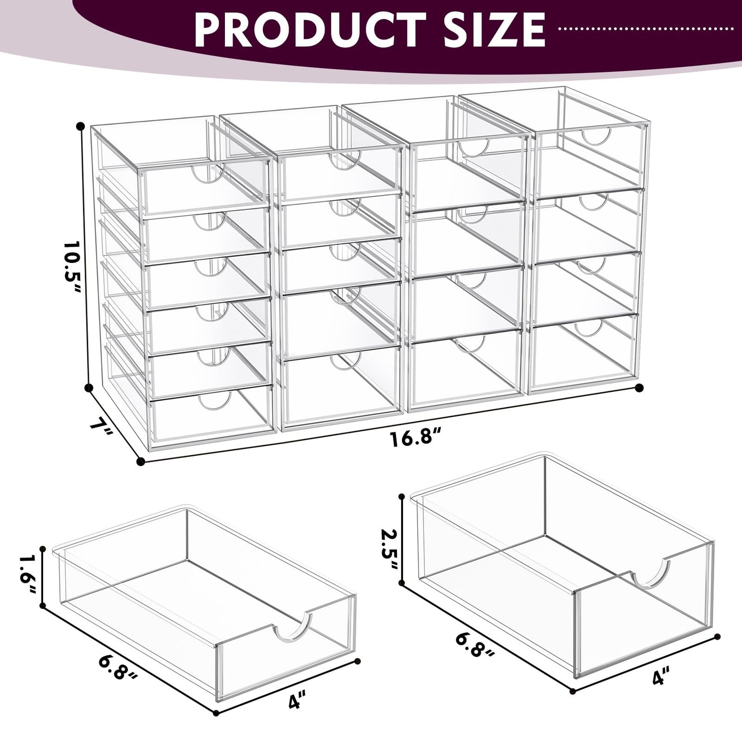 Acrylic Makeup Organizer with 19 Drawers,Storage Drawer Organizer Beauty and Personal Care YFXCVSL