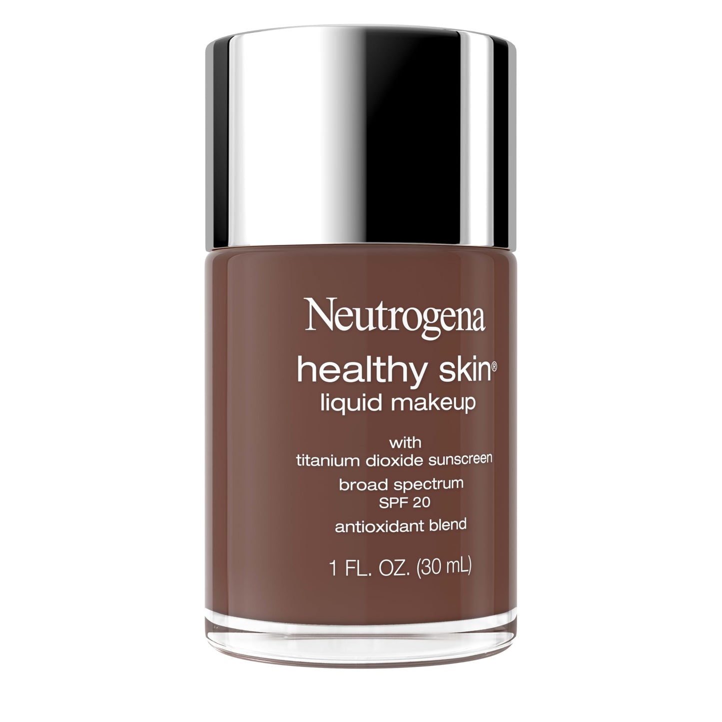 Neutrogena Healthy Skin Liquid Foundation Makeup Broad Spectrum SPF 20 Sunscreen, Medium Coverage, Vit B5, Antioxidants, All Day Wear, Walnut 550C, 1