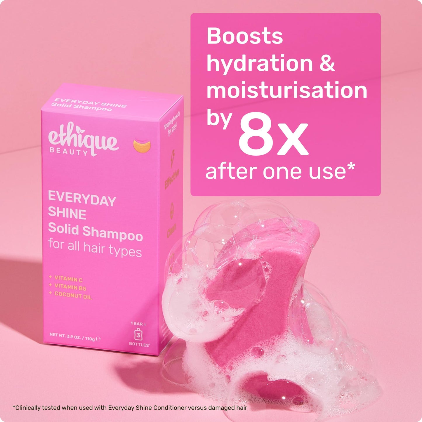 Ethique Beauty Everyday Shampoo & Conditioner Bar Set for Shiny Hair with Vitamin C - Plastic-Free, Vegan, Cruelty-Free - 2 Pack