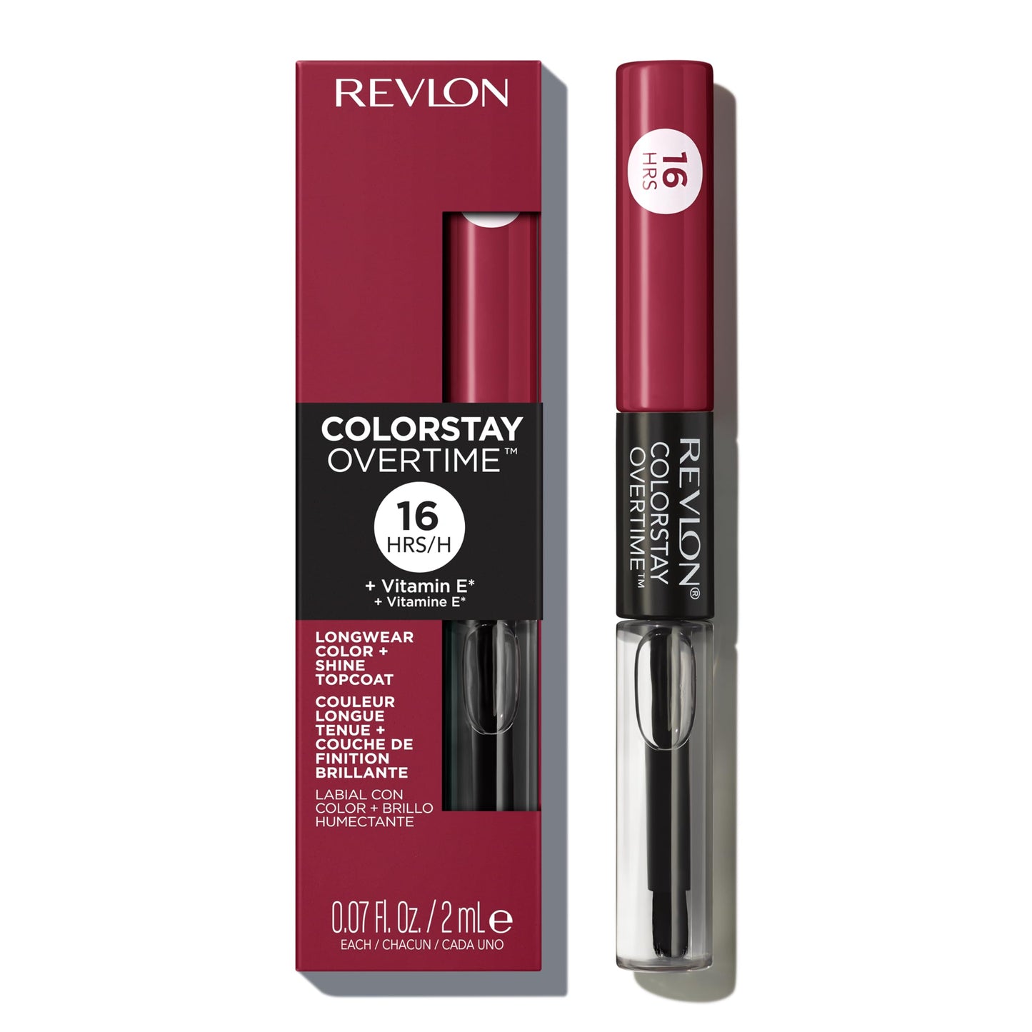Revlon Liquid Lipstick with Clear Lip Gloss, ColorStay Overtime Lipcolor, Stocking Stuffer for Women, 280 Stay Currant, 0.07 fl oz