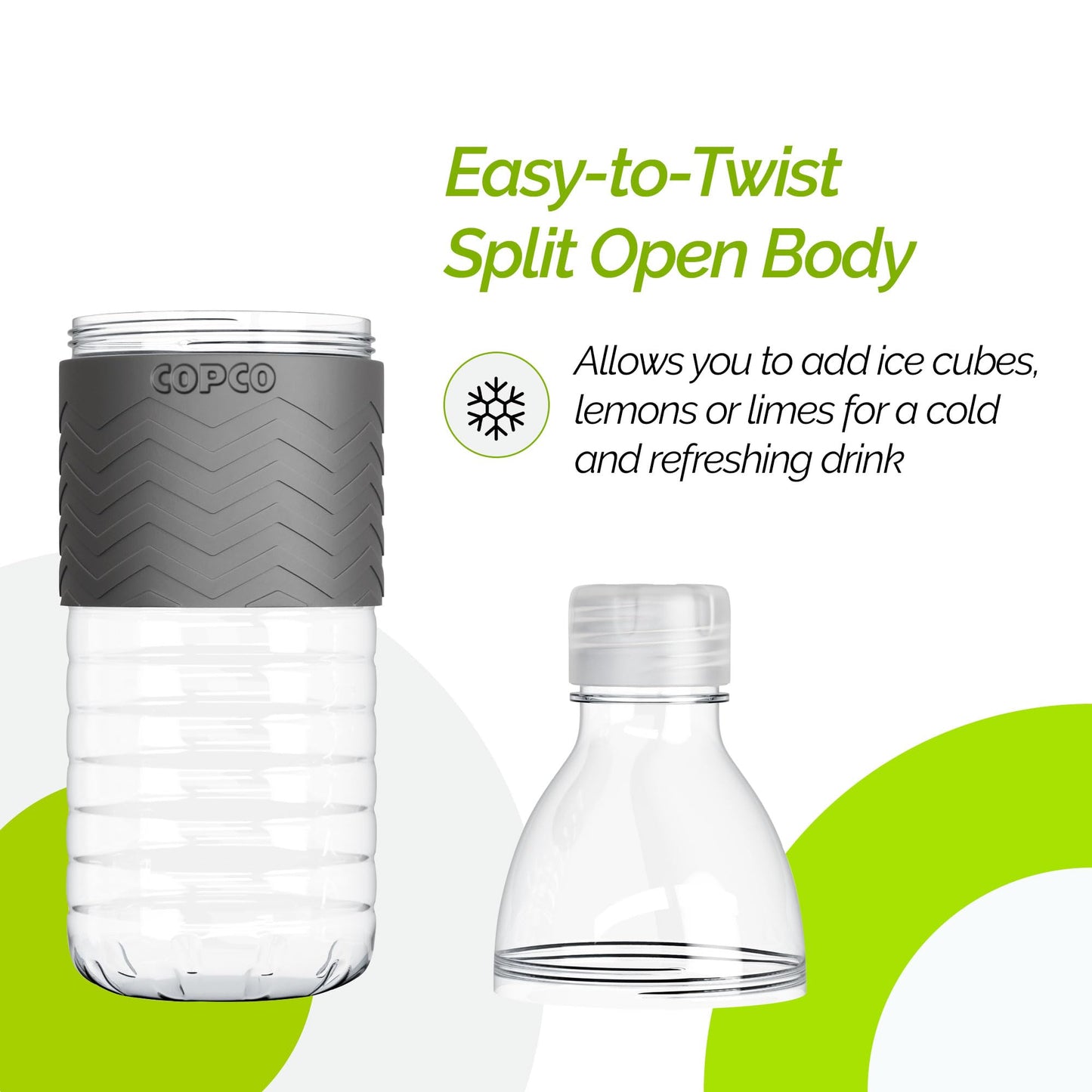 Copco Hydra 16.9 oz Tritan Water Bottle with Spill Resistant Lid & Non-Slip Sleeve, Set of 3 - BPA-Free, Dishwasher Safe, Fits Cup Holders, Great