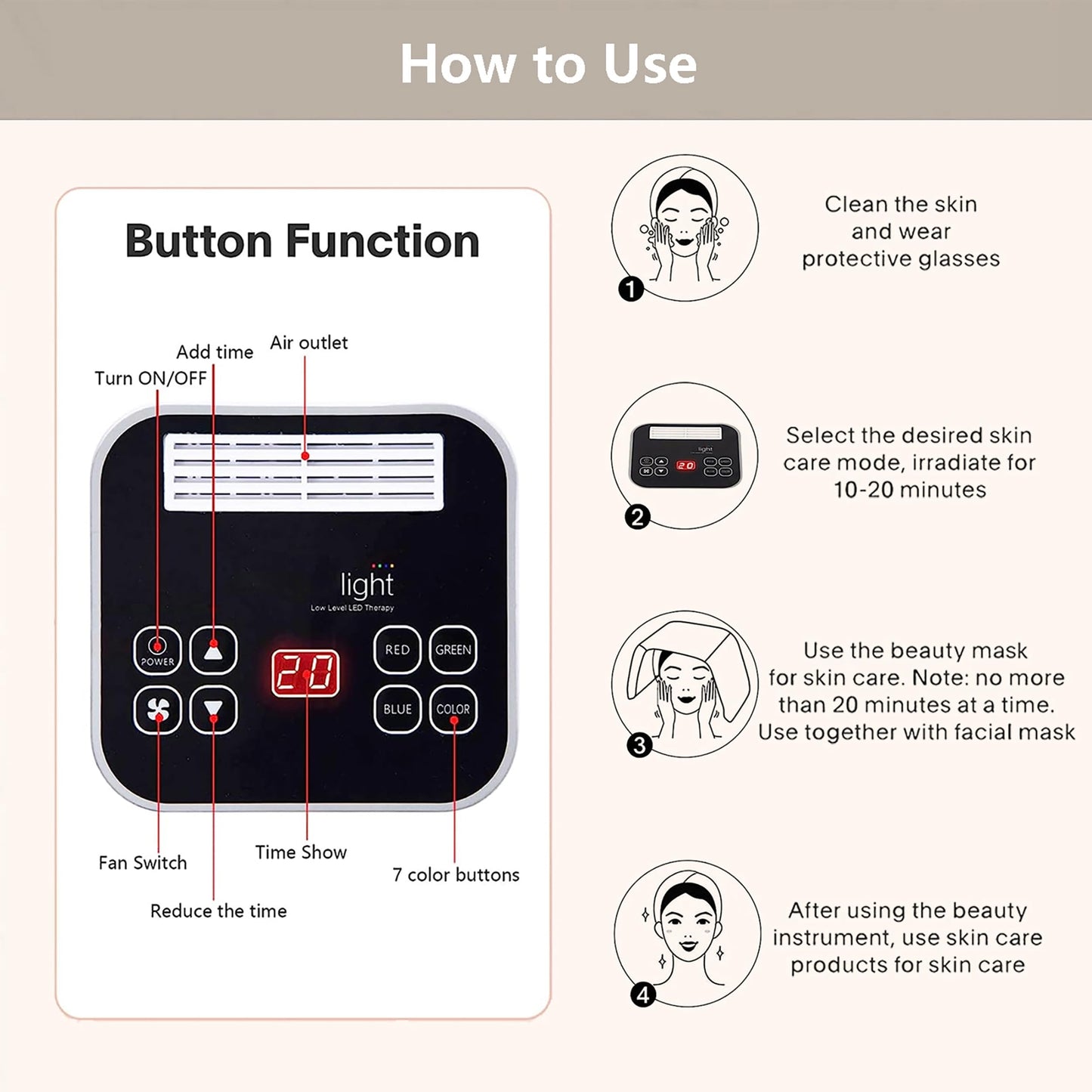 Led-Face-Tool?LED Light Therapy Facial Mask?7 in 1 Beauty Equipment for Skin Care at Home