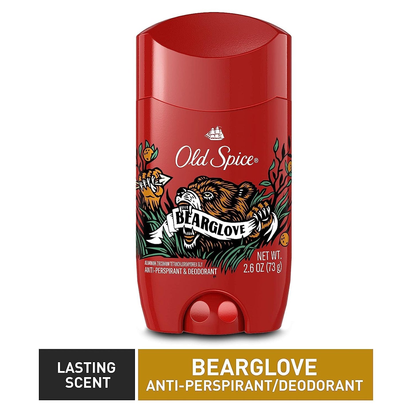 Old Spice Antiperspirant and Deodorant for men, 24/7 Sweat and Odor Protection, Bearglove Scent, Invisible Solid Stick, Twin Pack, 2 x 2.6oz