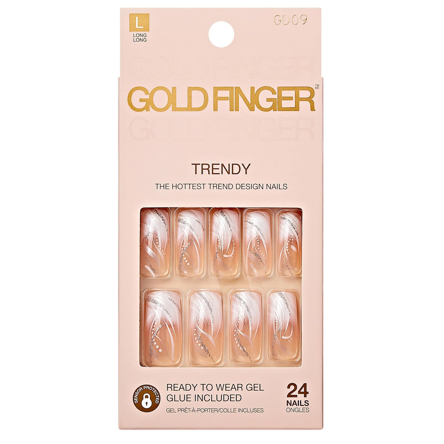 Goldfinger Full Cover White French Design Press on Nails Ready to Wear Gel Manicure Long Nails, Salon Result, Long Lasting Durable, Mini Glue Included Beauty & Personal Care Goldfinger