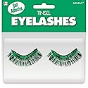 Green Tinsel False Eyelashes - 0.5" x 1" (1 Pair) - Stunning Lashes For Parties & Festivals