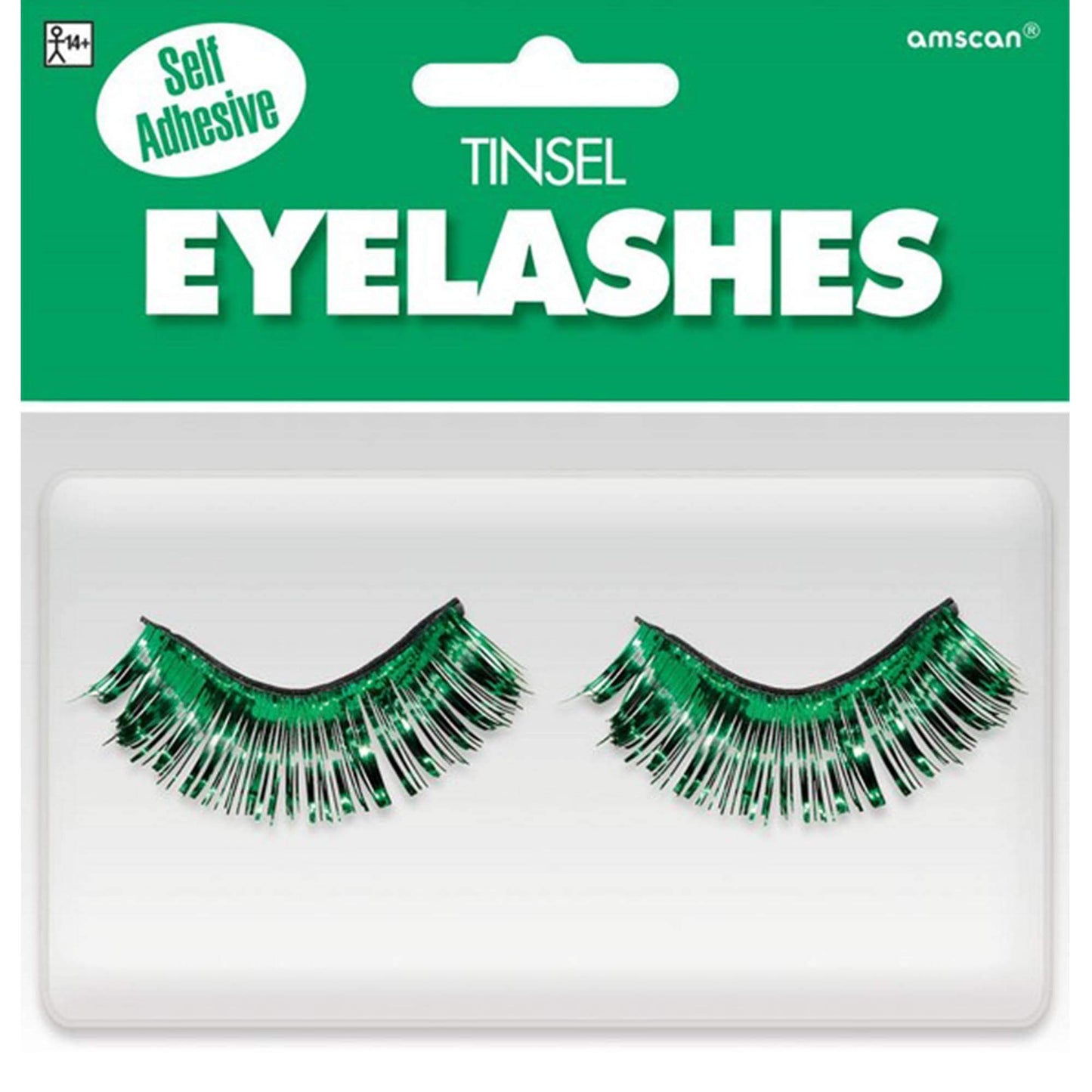 Green Tinsel False Eyelashes - 0.5" x 1" (1 Pair) - Stunning Lashes For Parties & Festivals