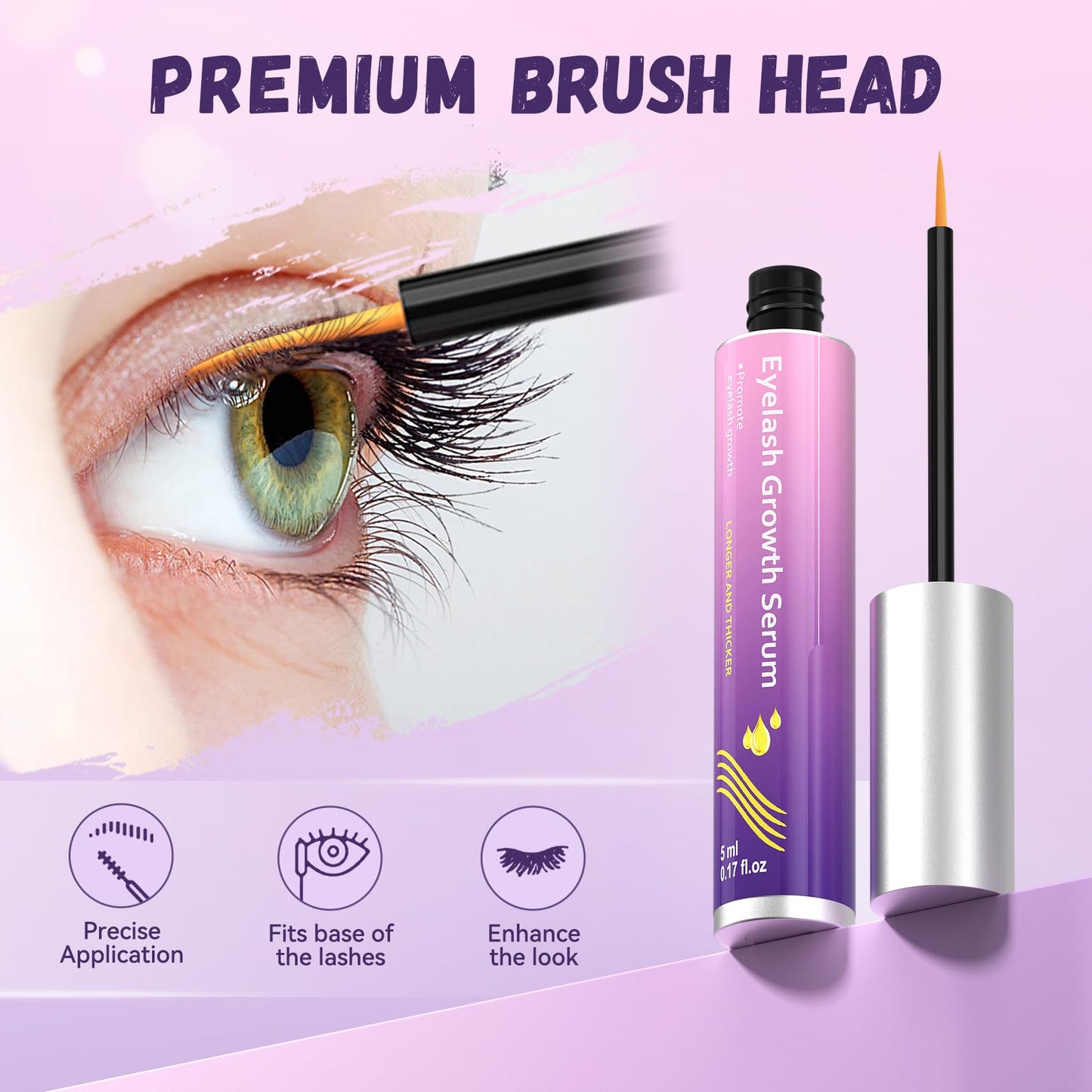 Lash Serum Natural & Vegan Eyelash Growth Serum for Longer, Thicker, Fuller Lashes Nourishing & Conditioning Formula Safe for Sensitive Eyes - 5ml