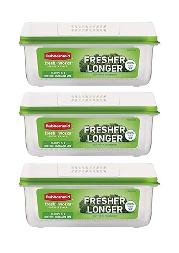Rubbermaid FreshWorks Produce Saver, Large Storage Containers With Lids, Pack of 3, 6-Piece Set