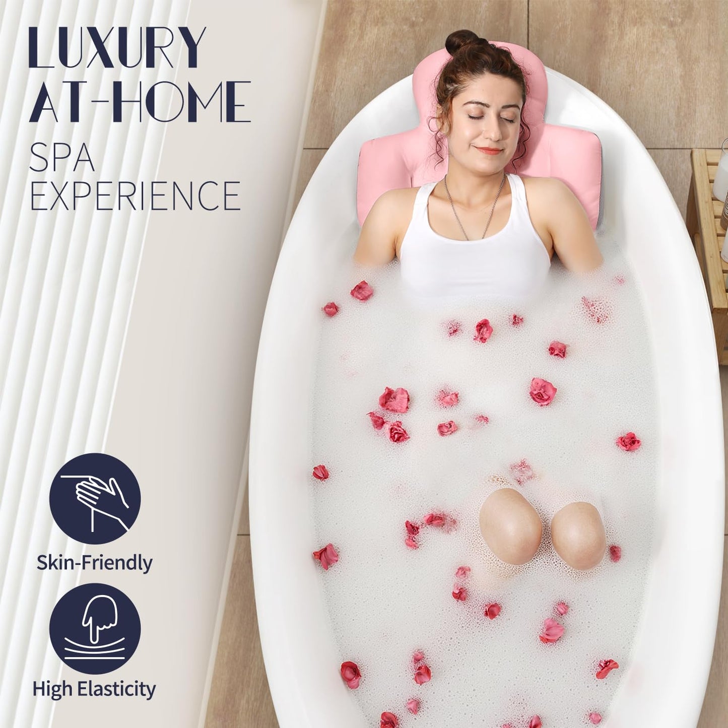 Full Body Bath Pillow for Bathtub, Thick Bathtub Cushion, Luxury Tub Pillow for Bath for Headrest Neck and Back Support Pink 51" x 16" Beauty and Personal Care VOXOR