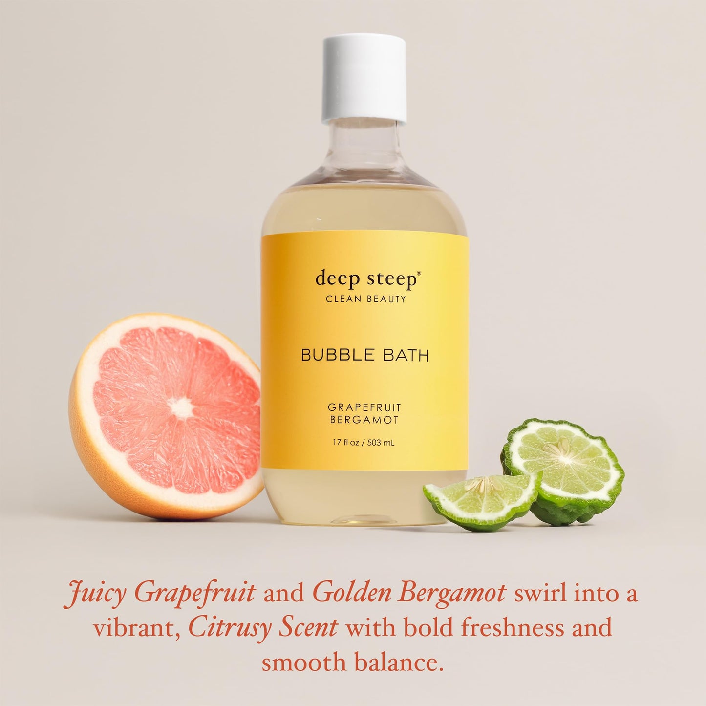 Deep Steep Bubble Bath, Grapefruit Bergamot 17 oz (Pack of 2) - Hypoallergenic, Clinically Tested Soothing Soak with Shea Butter & Argan Oil Beauty and Personal Care Deep Steep