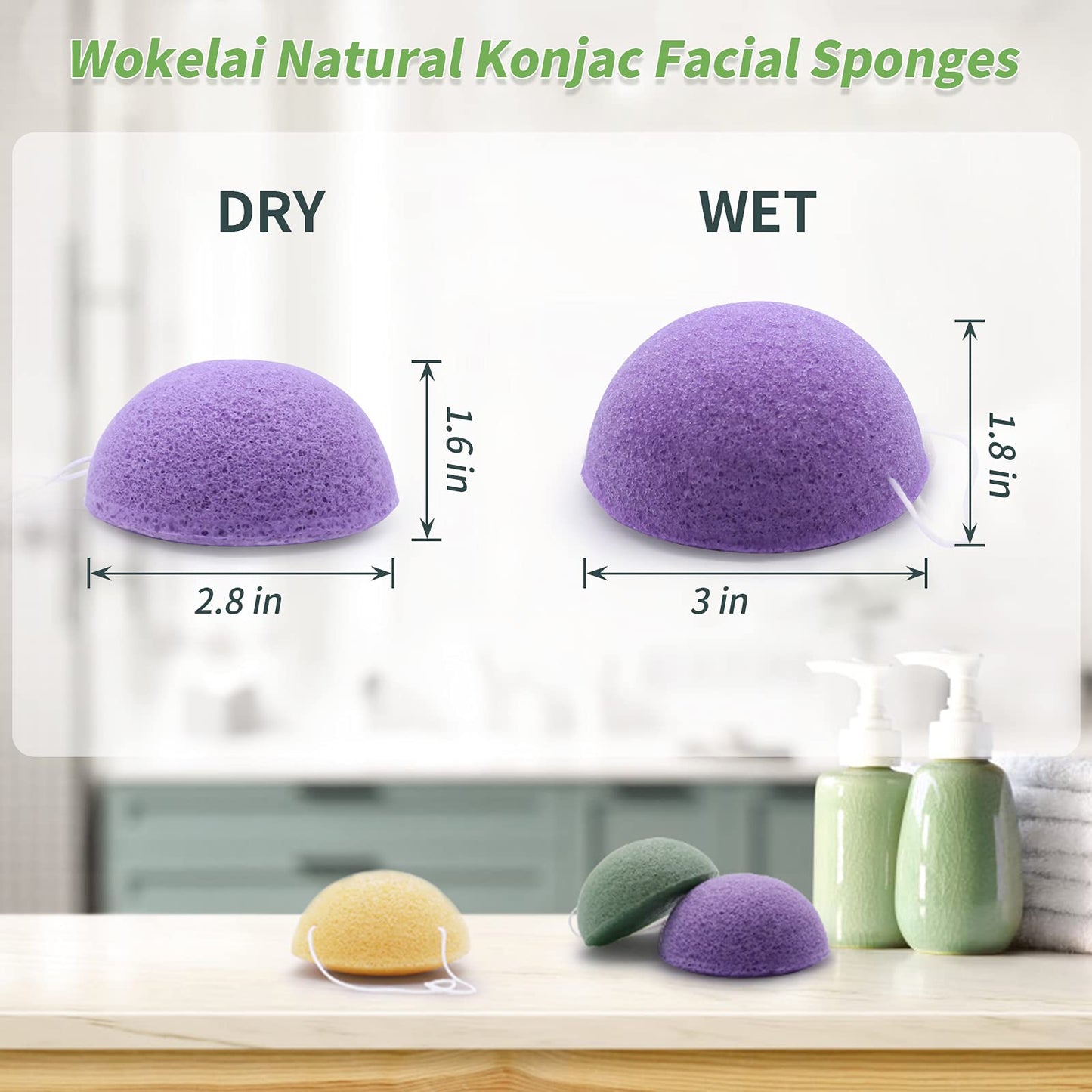Konjac Facial Sponges for Cleansing Exfoliating - Konjac Face Sponge for Washing Face Body, Natural Cleaning Puff Buff Scrubber for Shower Bath SPA