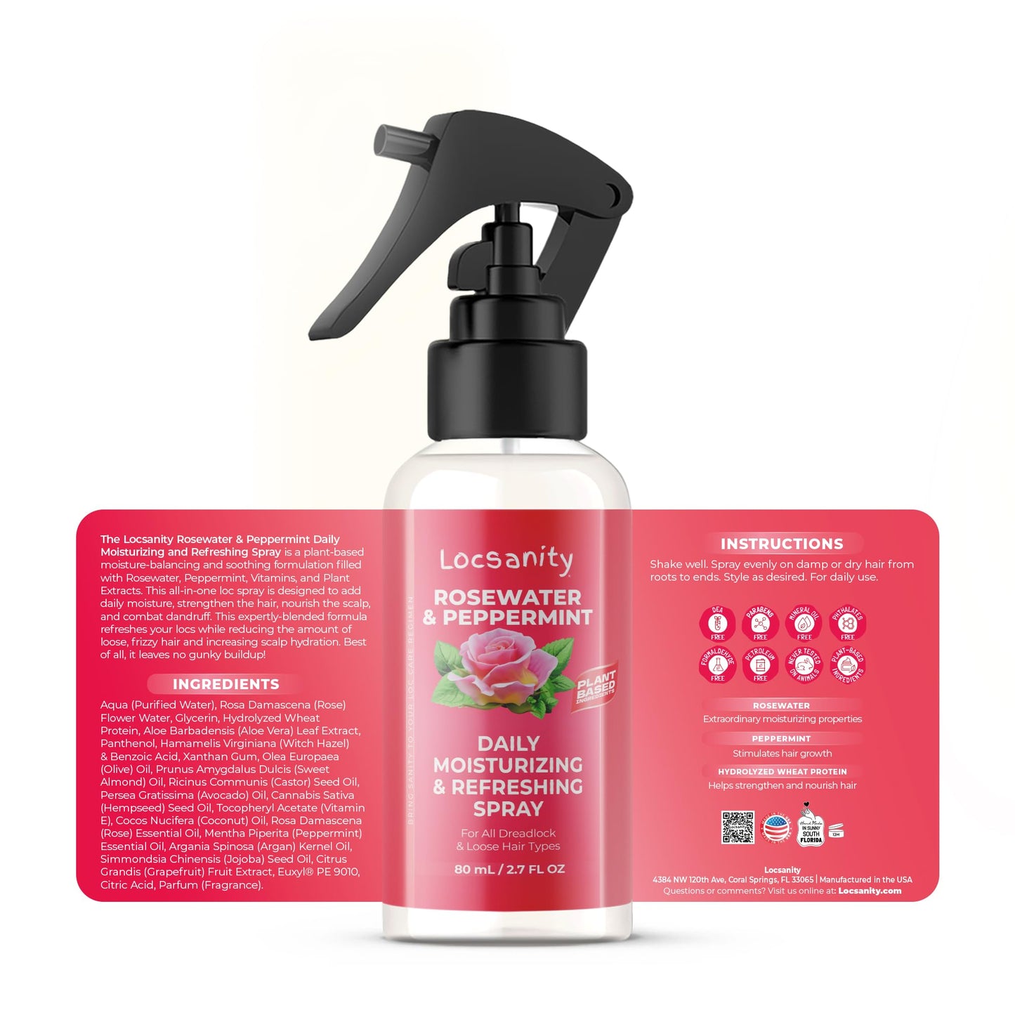 Locsanity Organic Teen Locs Essentials Kit - Moisturizing 2-in-1 Shampoo & Conditioner, Passion Fruit Spray, Hair Oil, Rosewater Peppermint Tightening