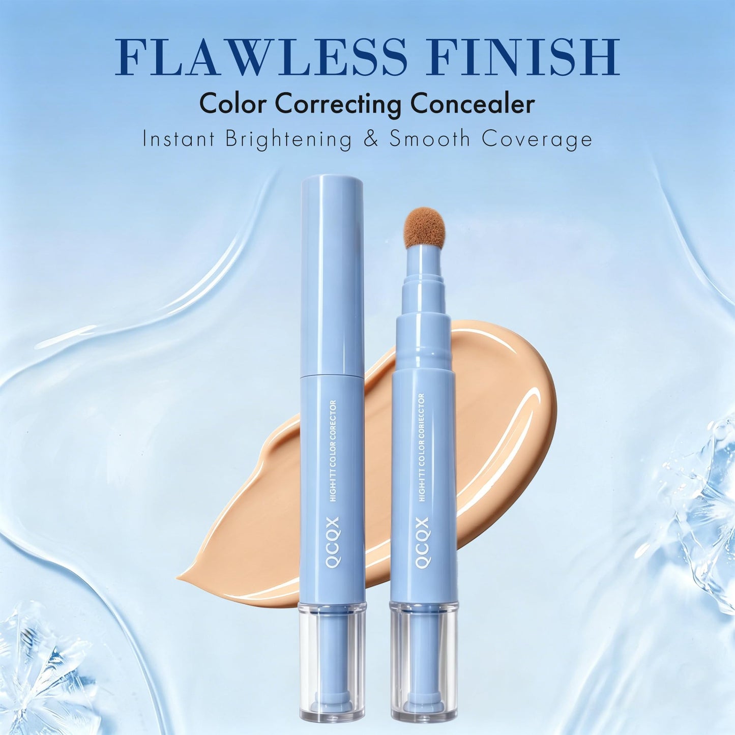 QCQX Dual-effect Concealer Pen & Foundation Eye Concealer - 24-Hour Long-LastingFull Coverage Matte Finish.Healthy Skin Glow Perfector Concealer Pen