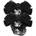 Beaupretty 2Pcs Women Bowknot Hair Bun Cover Barrettes Net Snood Hairnet Decor French Hair Clip (Black)