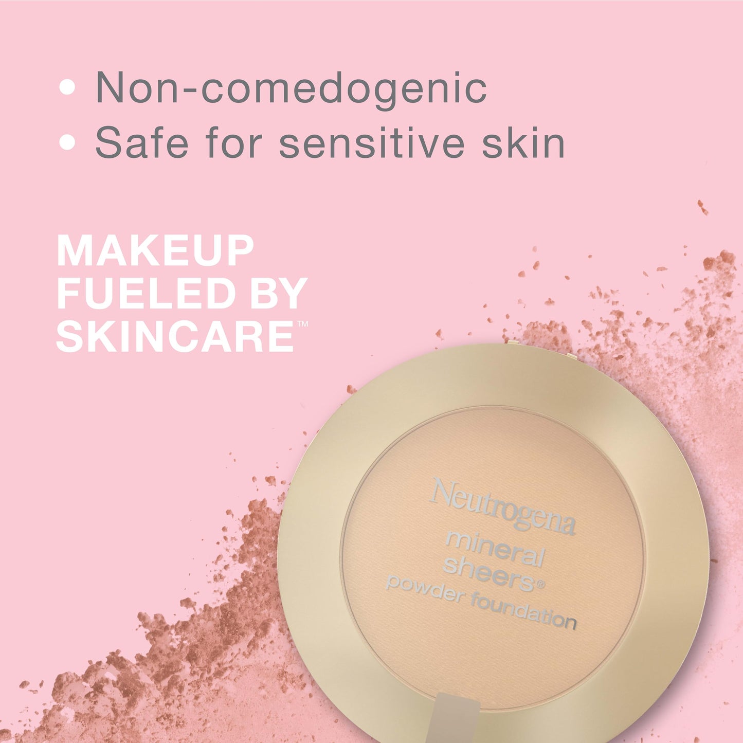 Neutrogena Mineral Sheers Compact Powder Foundation, Lightweight & Oil-Free Mineral Foundation, Fragrance-Free, Buff 30,.34 oz