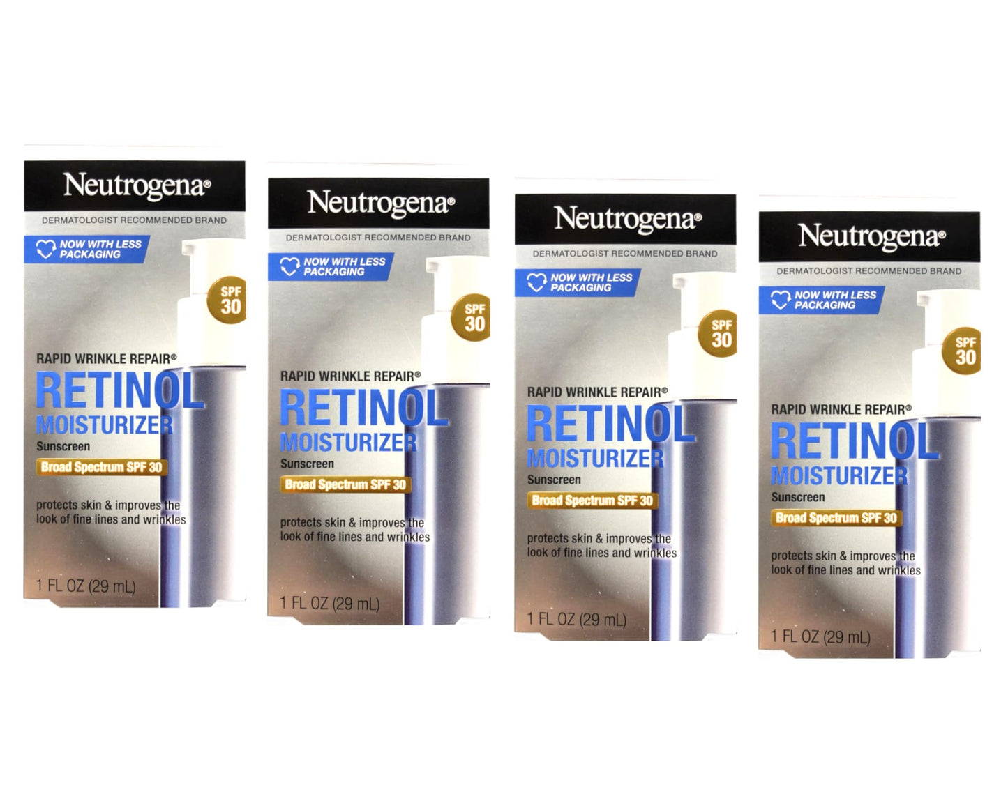 Neutrogena Rapid Wrinkle Repair Daily Face Moisturizer with SPF 30 & Hyaluronic Acid, 1 Fl. Oz. 4 Pack