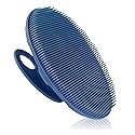Food-Grade Soft Silicone Body Cleansing Brush Shower Scrubber, Gentle Exfoliating and Massage for All Kinds of Skin (Dark Blue)