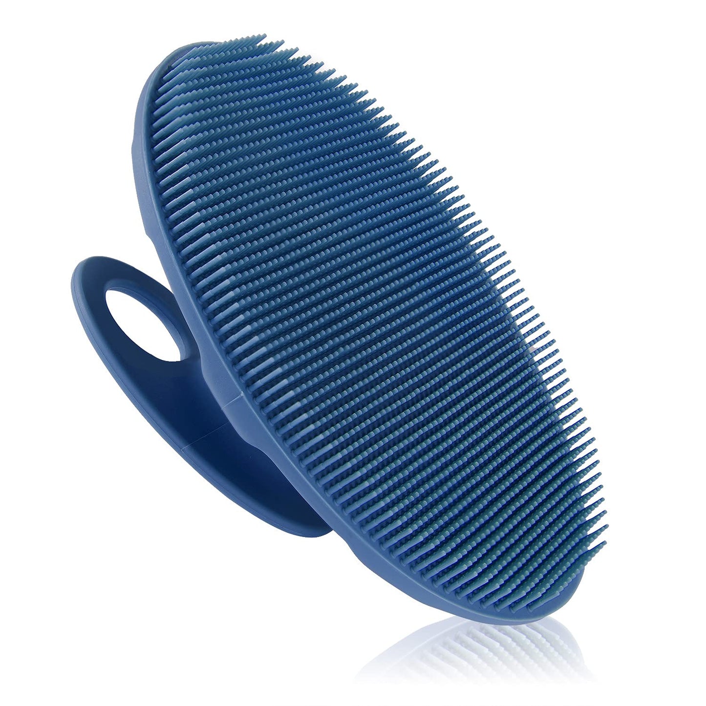 Food-Grade Soft Silicone Body Cleansing Brush Shower Scrubber, Gentle Exfoliating and Massage for All Kinds of Skin (Dark Blue)