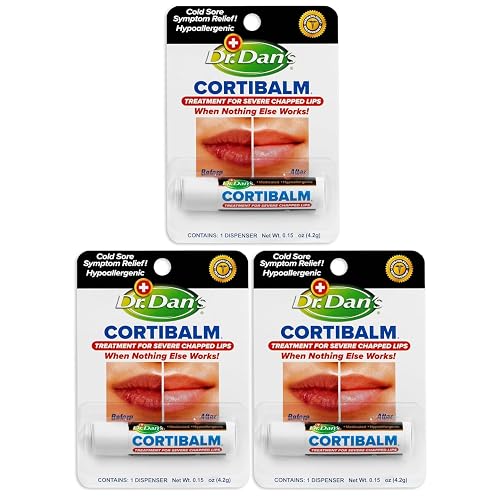 Dr. Dan's Cortibalm-3 Pack- for Dry Cracked Lips. Healing Lip Balm for Severely Chapped Lips - Designed for Men, Women and Children