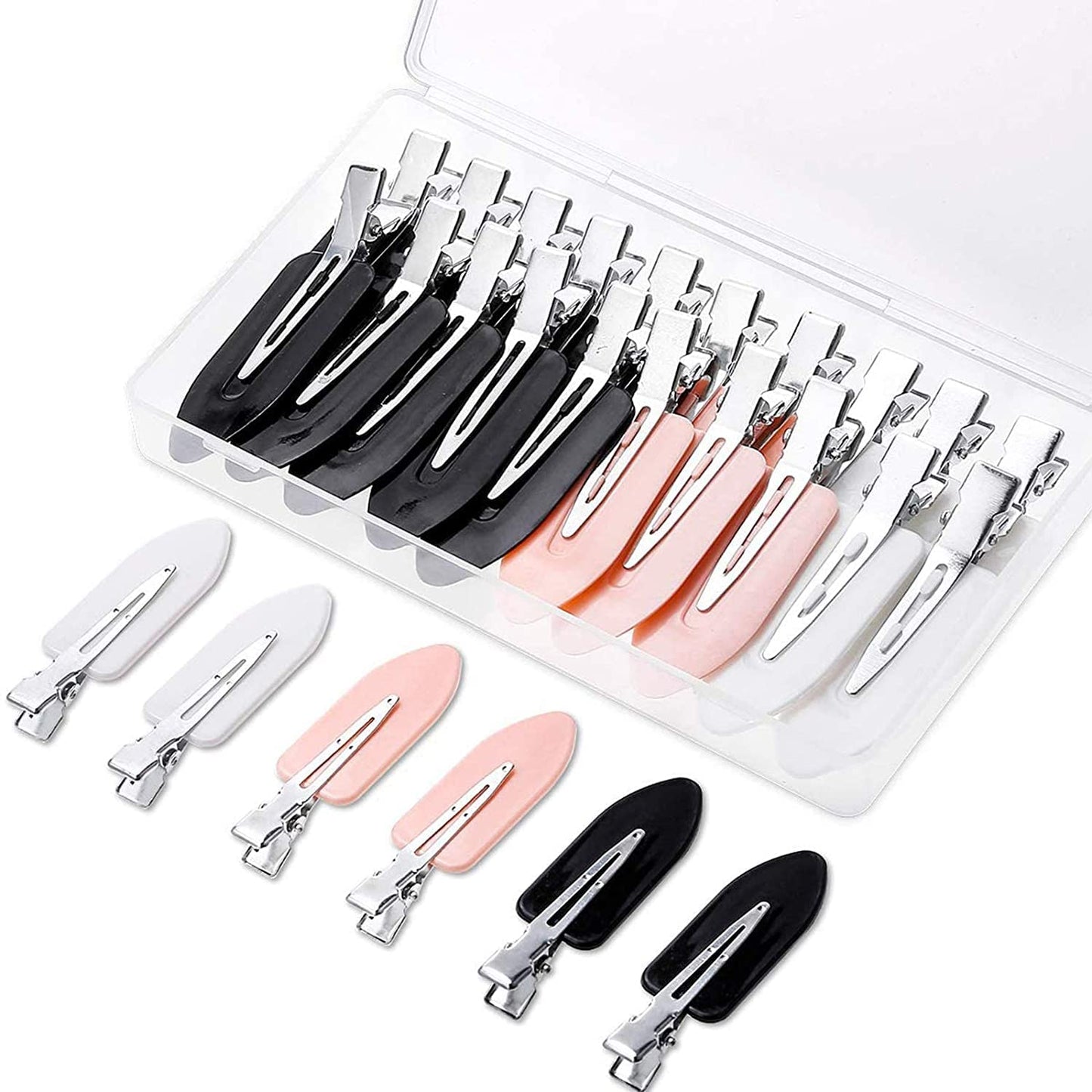 Gingbiss 20 Pcs No Bend Hair Clips, No Crease Hair Clips Curl Pin Clips with Storage Box for Hairstyle Bangs Waves Makeup Application