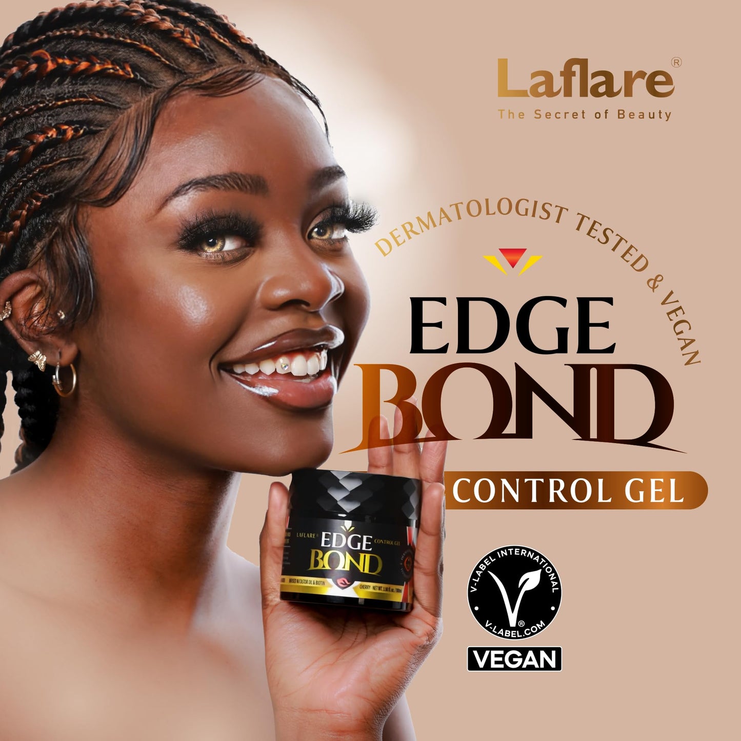 Laflare Edge control Extreme Hold Gel for Nature & kids Hair w Biotin & Coconut Oil Non-Greasy for All Hair type 100ml (Musk)