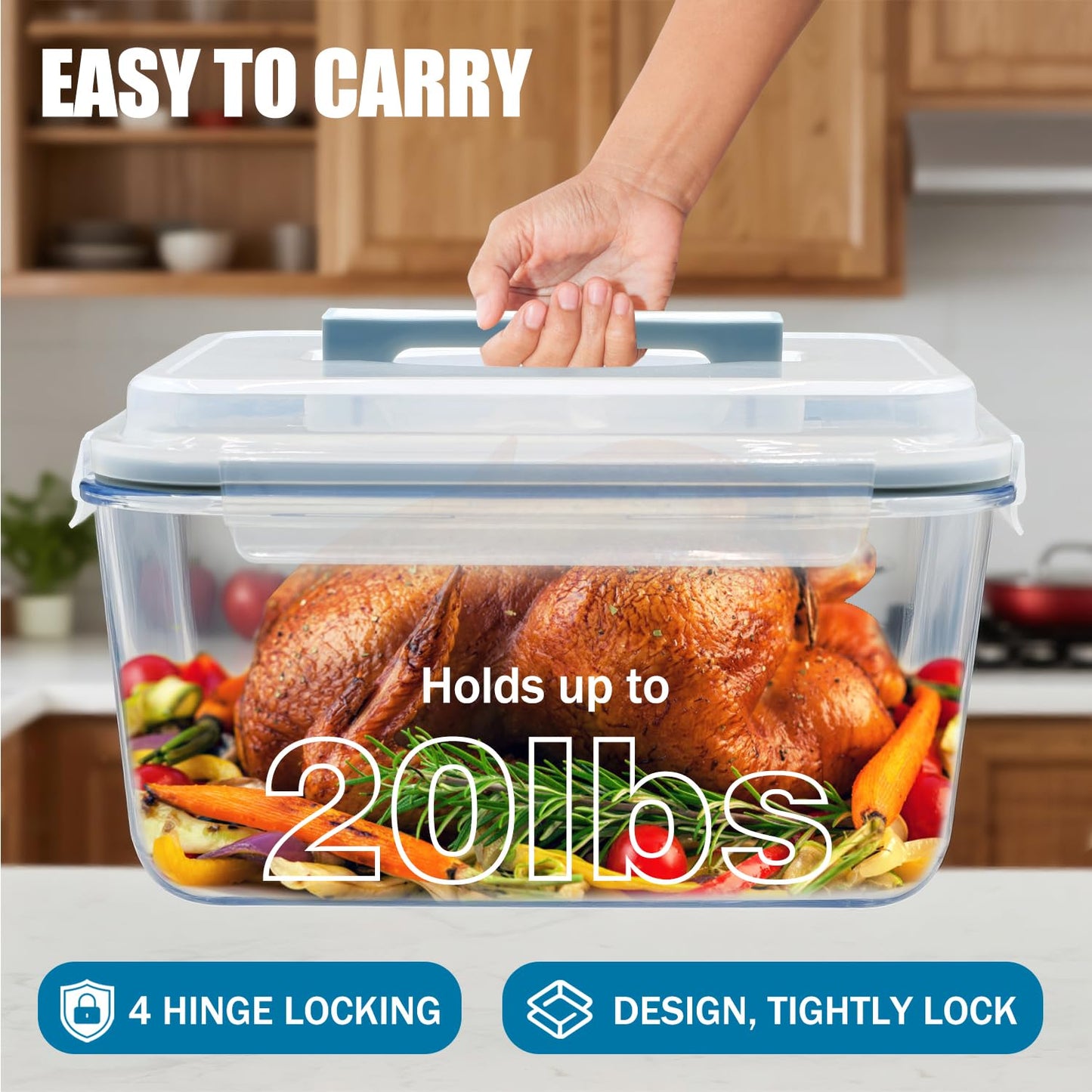 Hontent Large Glass Storage Containers with Lids 201oz Extra Large Big Airtight Glass Food Storage Containers for Rotisserie Chicken Watermelon…