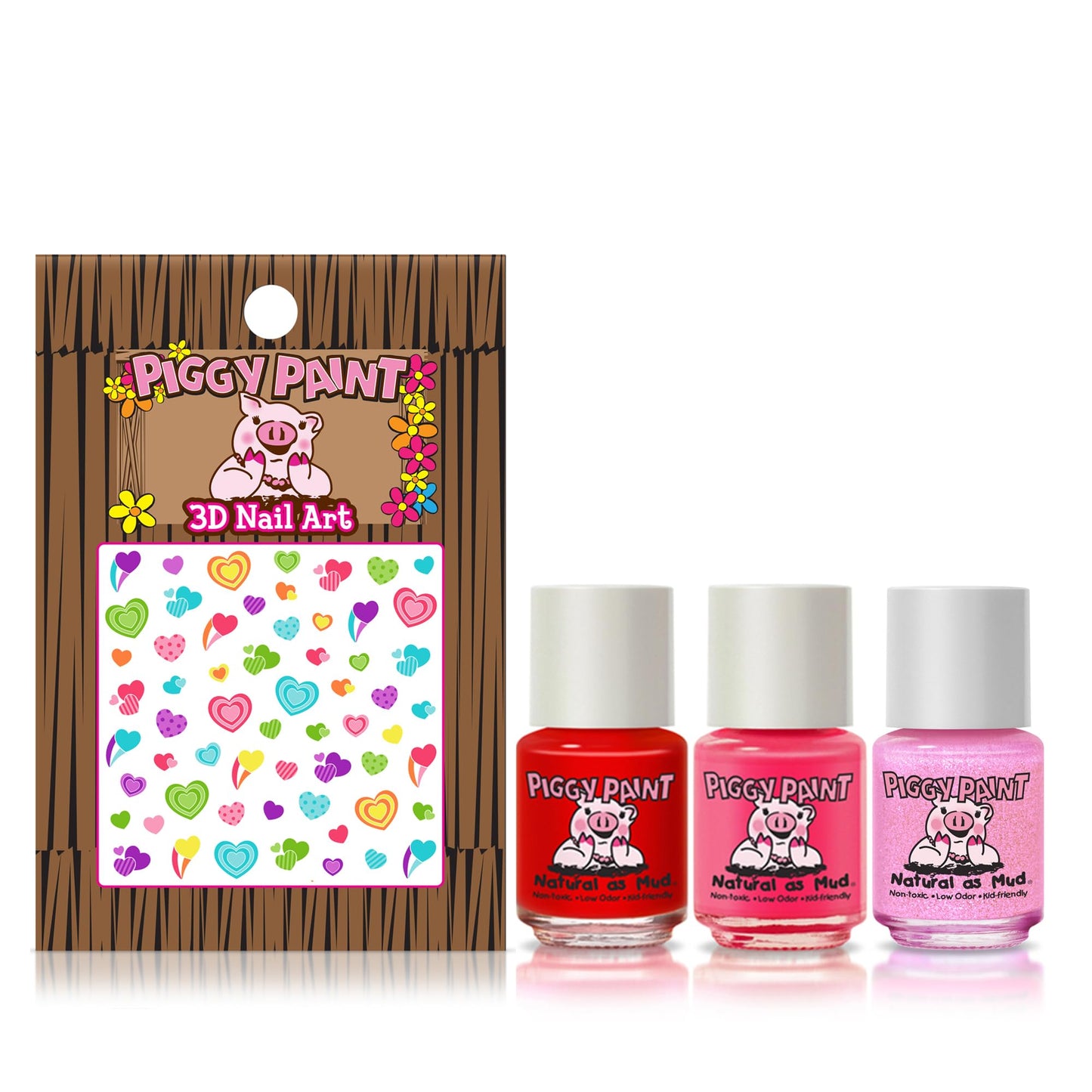 Piggy Paint | 100% Non-Toxic Girls Nail Polish | Safe, Cruelty-free, Vegan, & Low Odor for Kids | All the Heart Eyes (3 Polish + Nail Art Gift Set) Beauty & Personal Care Piggy Paint