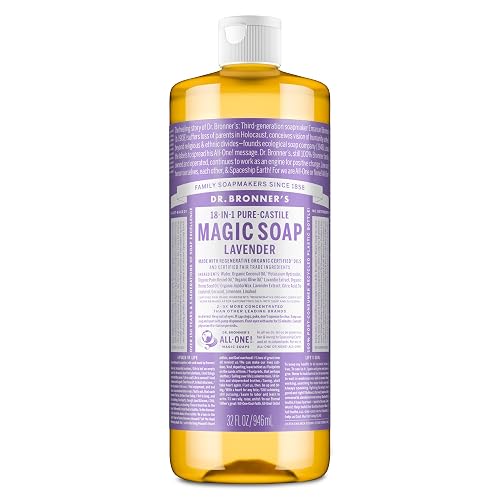 Dr. Bronner's Pure-Castile Liquid Soap, Made with Organic Oils, 18-in-1 Uses: Face, Body, Hair, Laundry, Pets and Dishes, Concentrated, Vegan