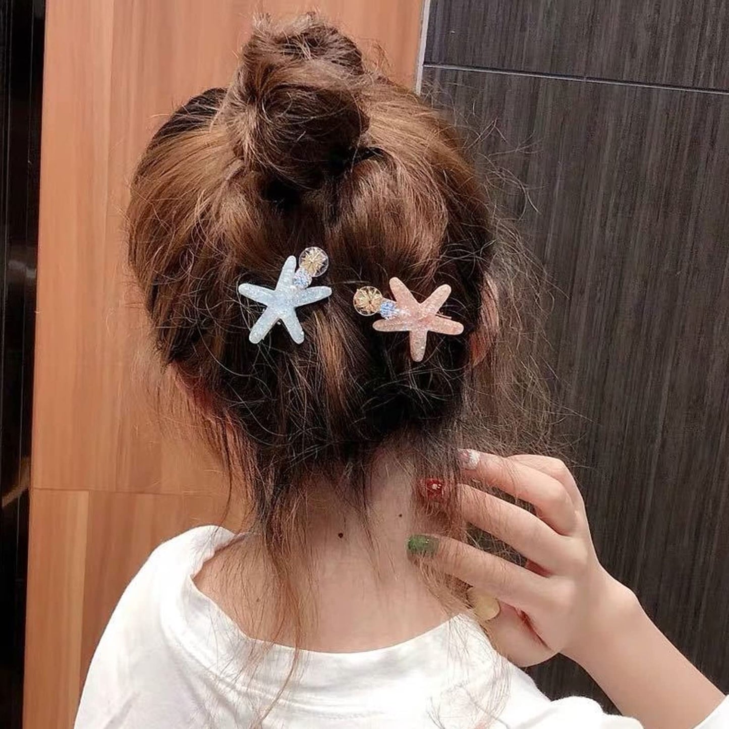 6Pcs Ocean Pearl Shell Starfish Hair Clip - Super Flash Edge, Bangs Clip, Headdress