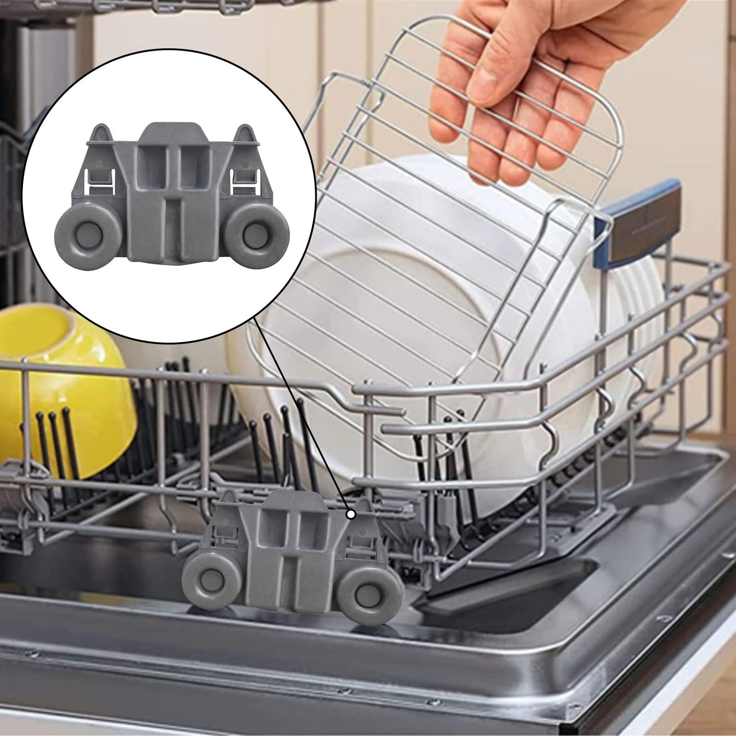 Odowalker Pack of 4 Dishwasher Premium Wheels Lower Rack for Kenmore Elite Dishwasher Replacement Parts W10195417 Kitchen Aid Dishwasher